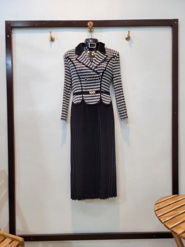 Korean Check coller frock (Black)