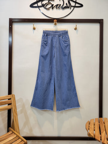Striped Denim Flapper (Light Blue)
