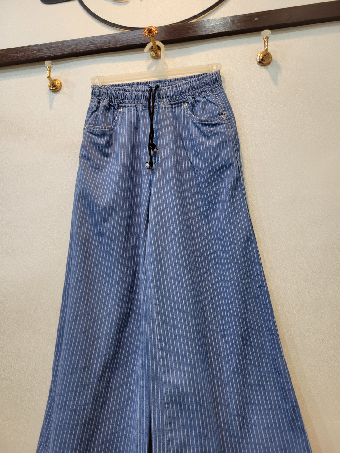 Striped Denim Flapper (Light Blue)