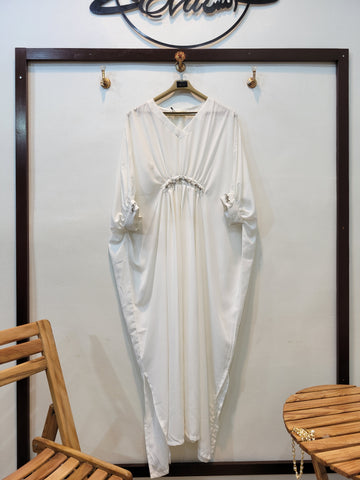 Handwork Solid Kaftaan (White)