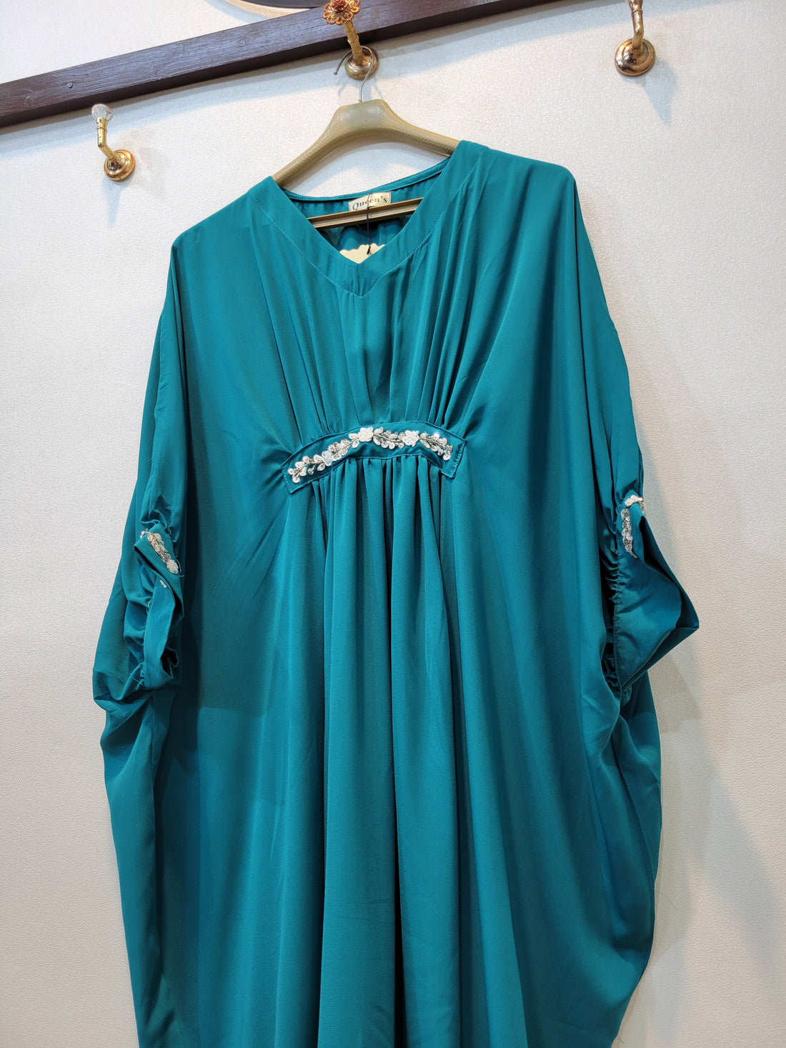 Handwork Solid Kaftaan (Zinc Green