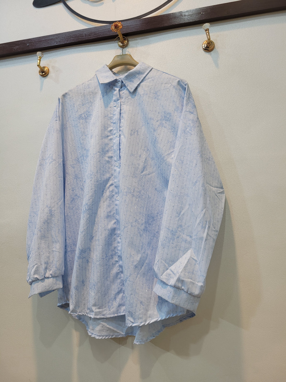 Baggy Tie dye top Front Open tops (Sky blue)