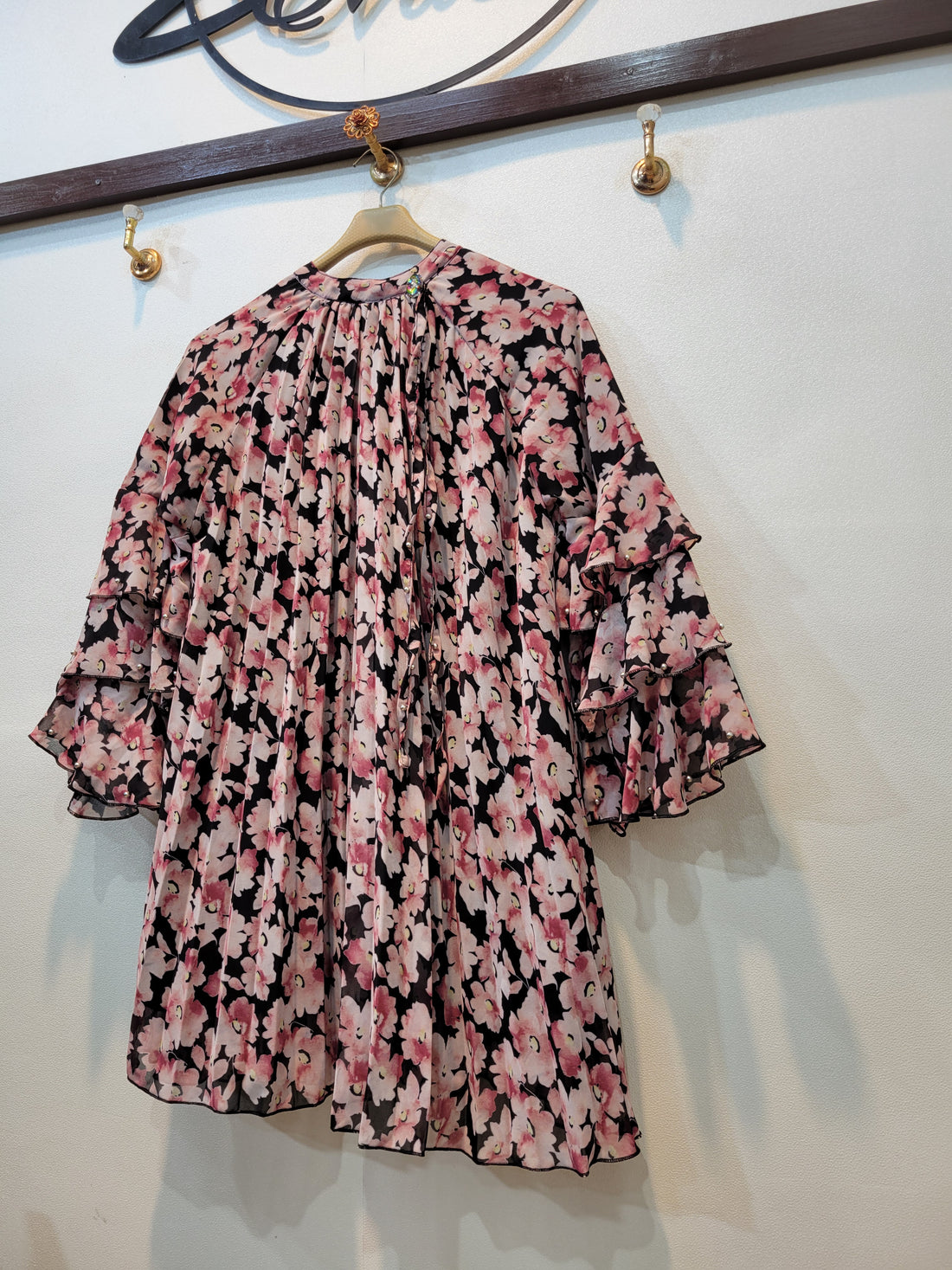 Frill Floral Top (Pink Blue)