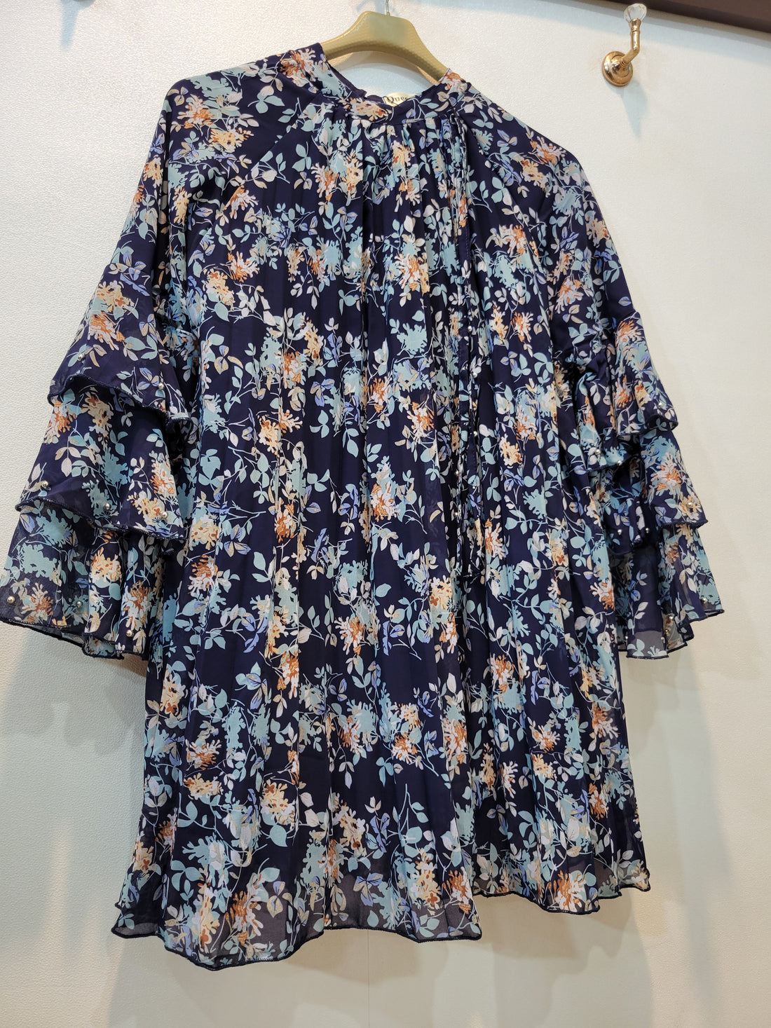 Frill Floral Top (Blue Multi)