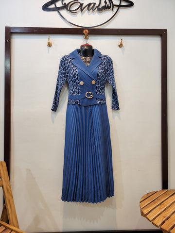 Korean Cheeta Frock (Blue)