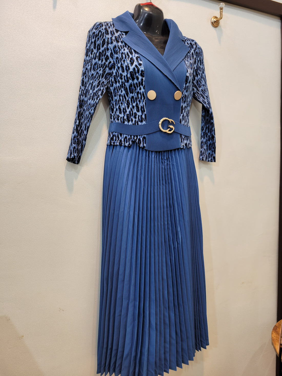 Korean Cheeta Frock (Blue)