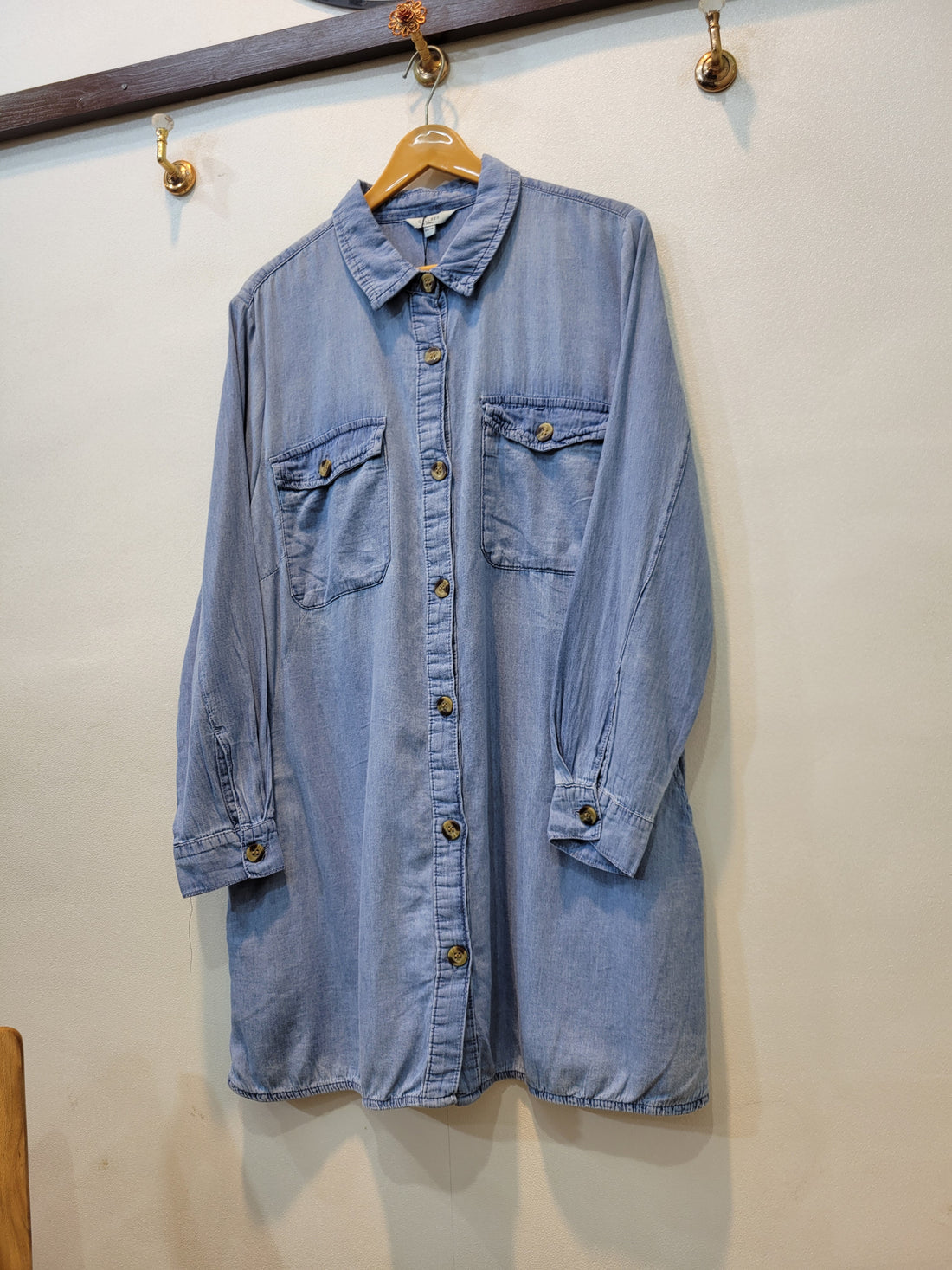 Denim Shirt Wood Button