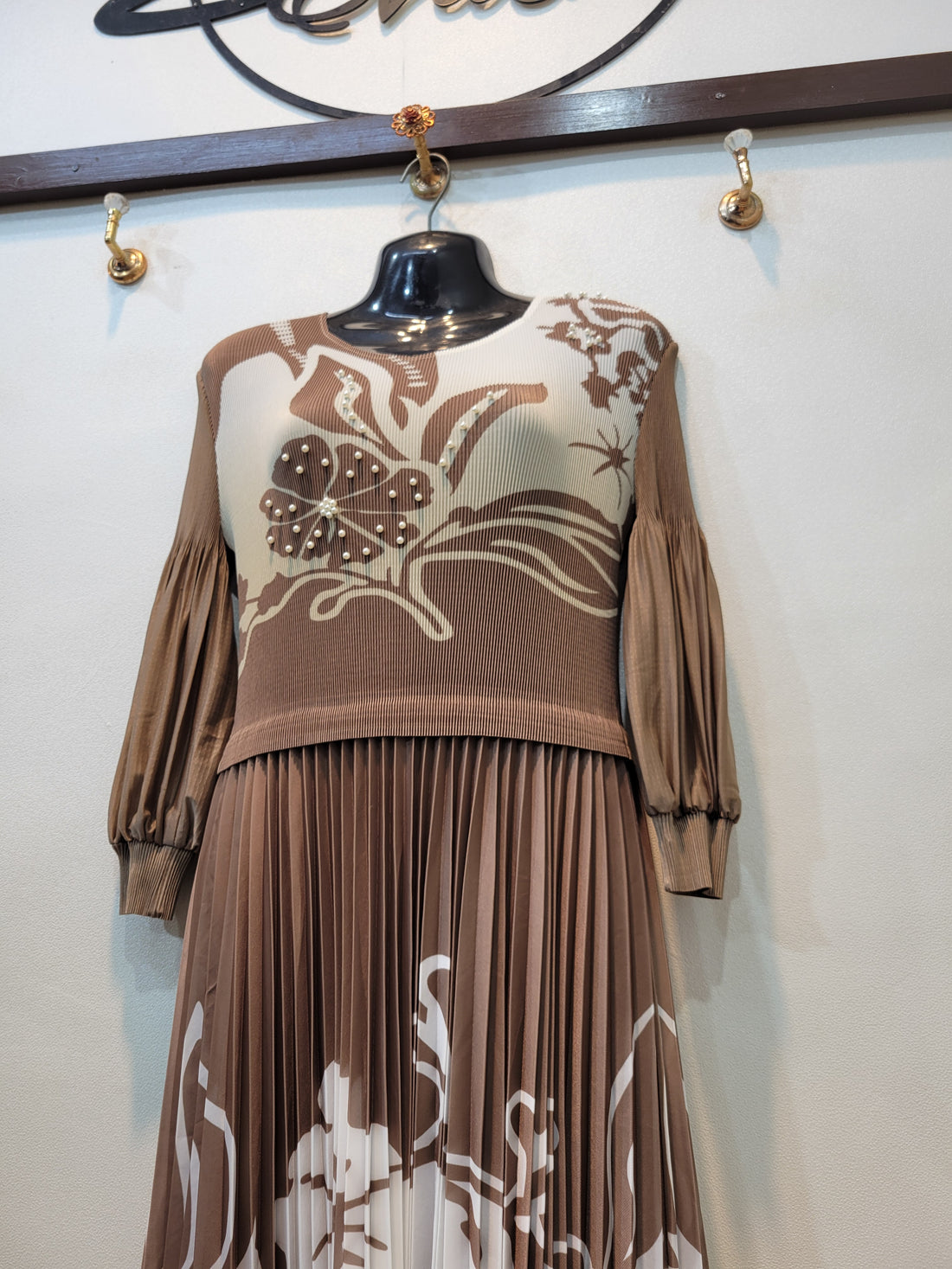 Korean Pearl Frock (Brown)