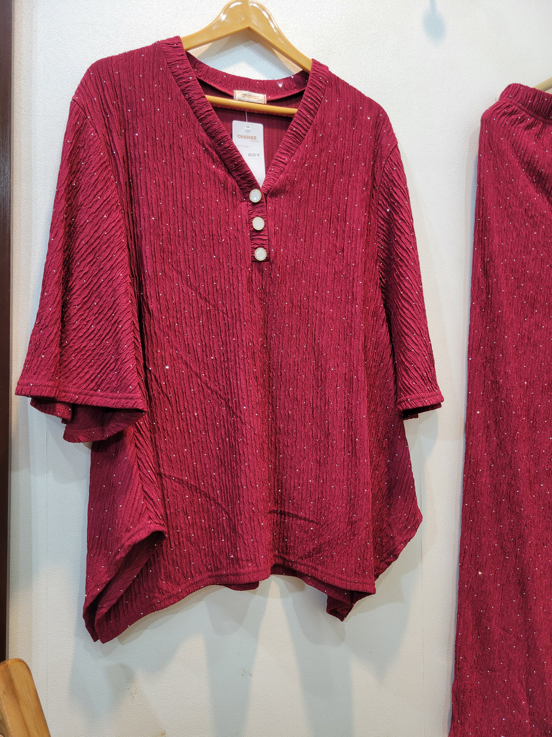 Stylish Button Coord (Maroon)