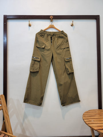 Eva al Nisa Extra Wide Leg Brown Cargo Pants for Women Pakistan