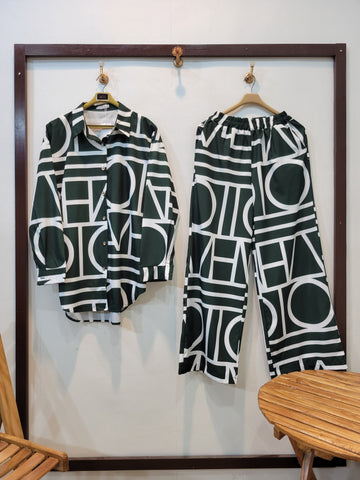 Stylish Button Down Coord (Green)