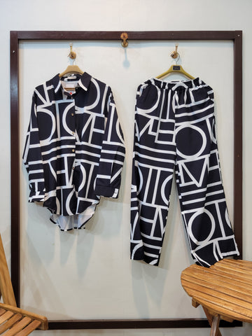 Stylish Button Down Coord (Black)