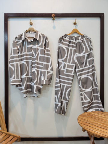 Stylish Button Down Coord (Grey)