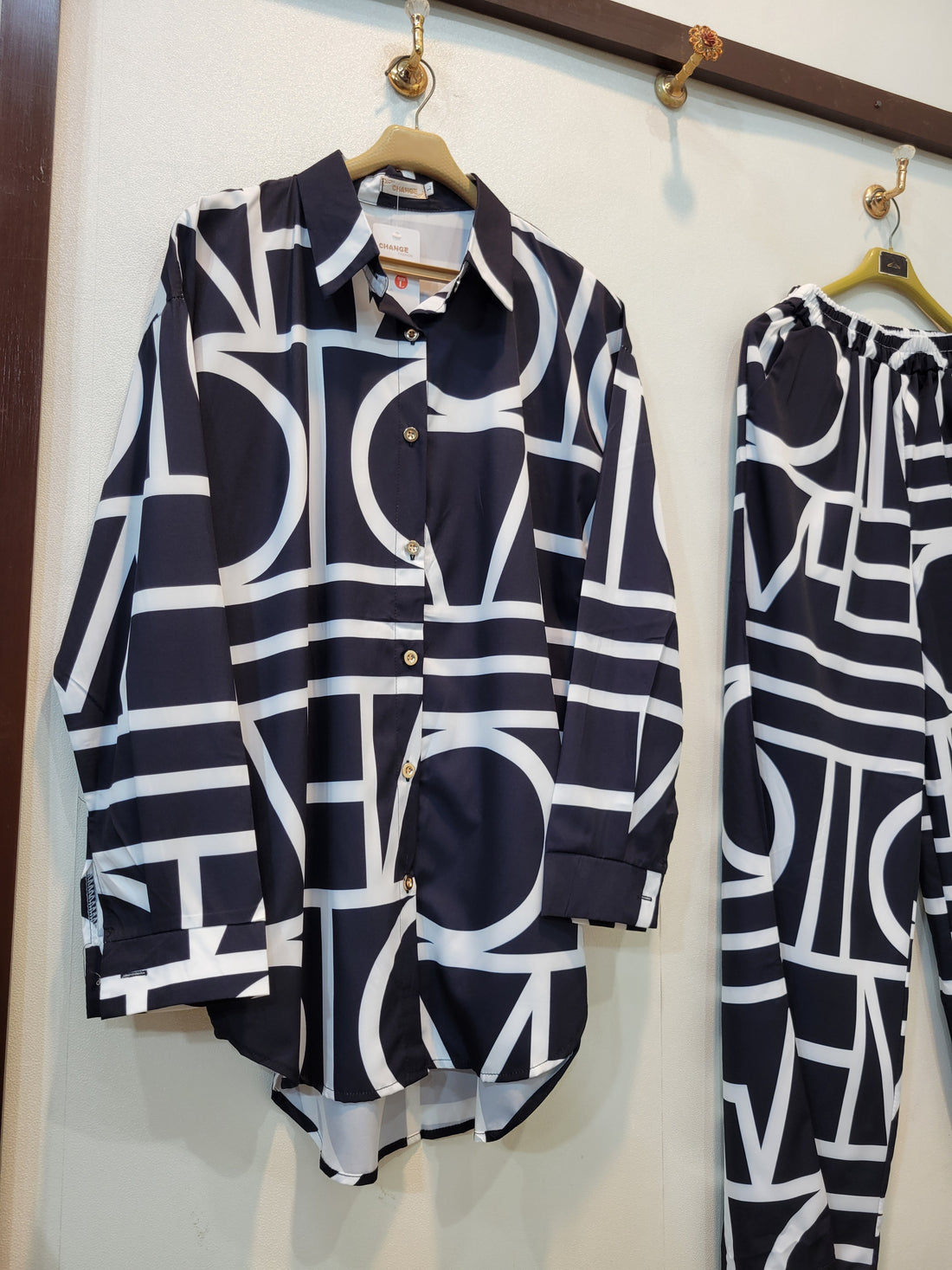 Stylish Button Down Coord (Black)