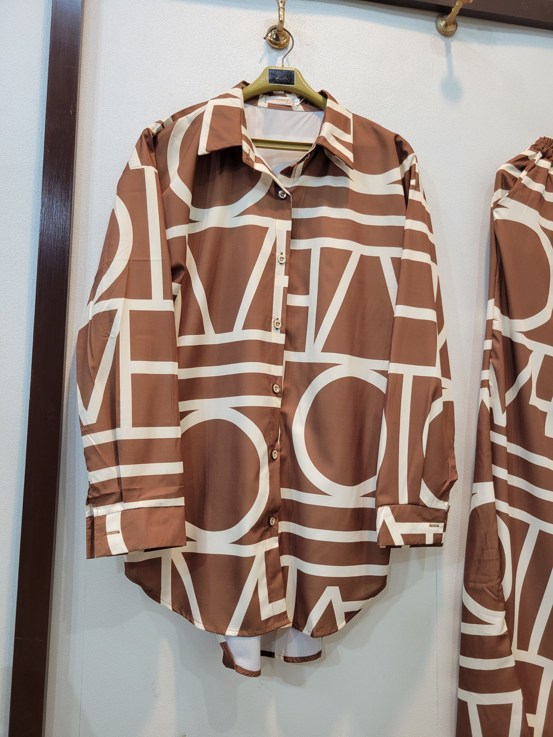 Stylish Button Down Coord (Brown)