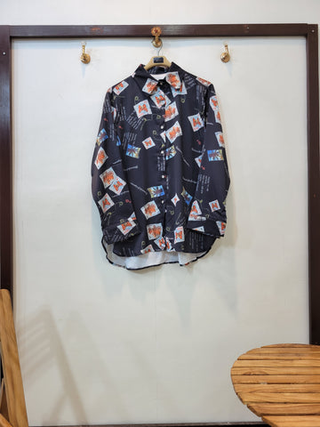 Floral Button Down Shirt (Black)