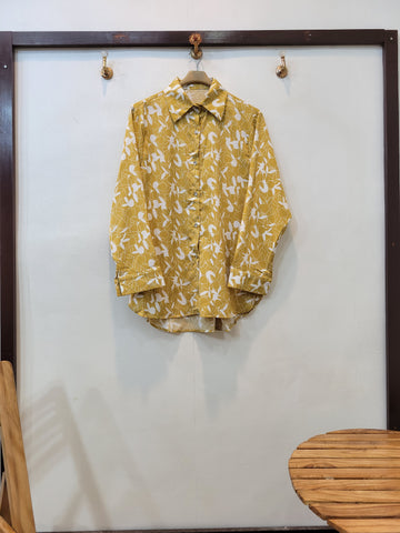 Floral Button Down Shirt (Mustard)