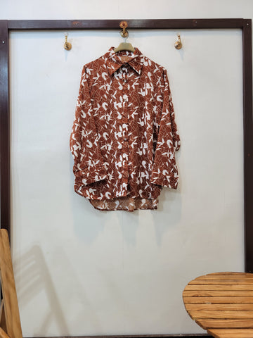 Floral Button Down Shirt (Brown)