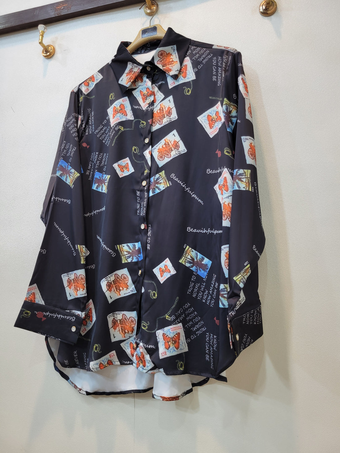 Floral Button Down Shirt (Black)