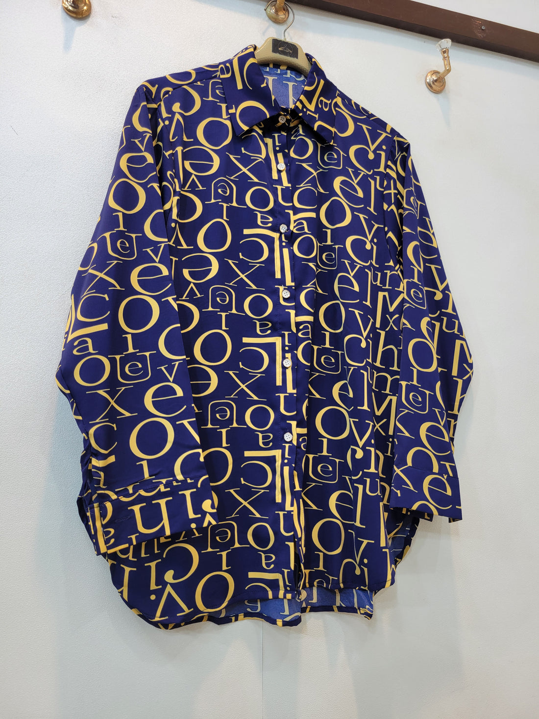 Floral Button Down Shirt (Navy Blue)