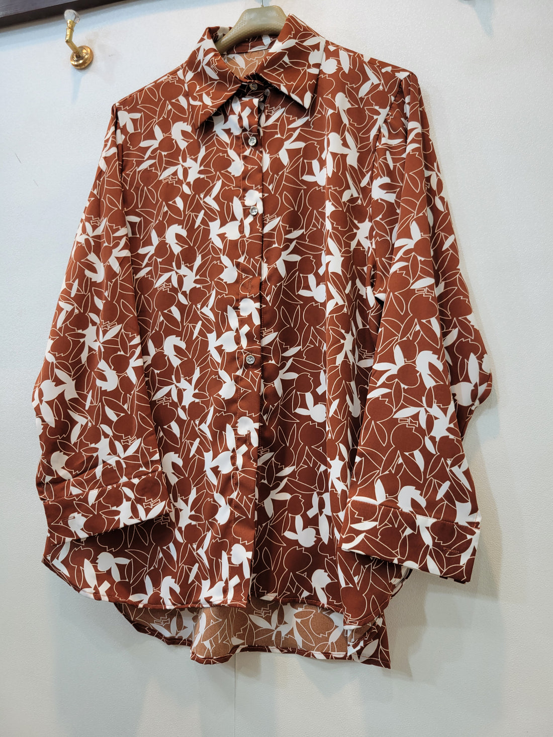 Floral Button Down Shirt (Brown)