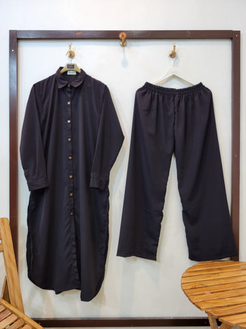 Elegance Long Shirt Coord (Black)