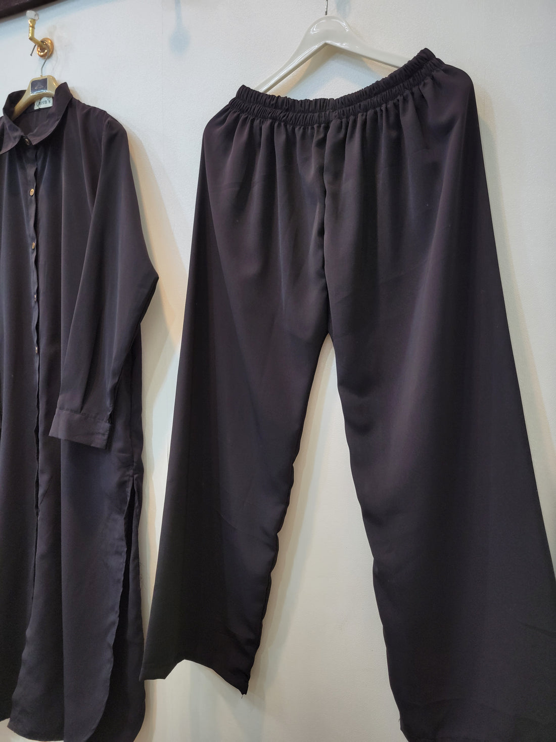 Elegance Long Shirt Coord (Black)