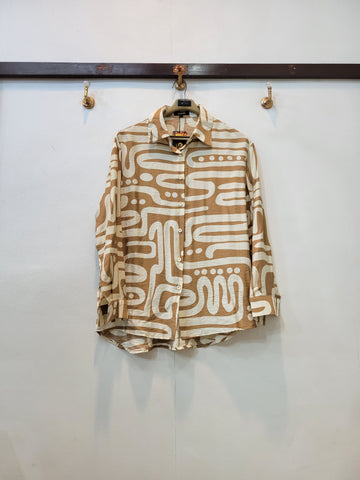Front  Open Western Shirt for Women in Brown - Eva A Nisa