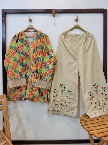 Khayal ' Self Cotton Cutwork Two Pieces ' (Chunri)