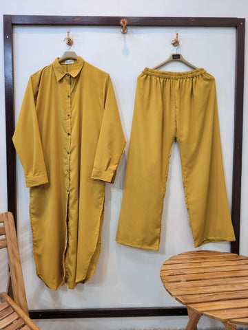 Elegance Long Shirt Coord (Mustard)