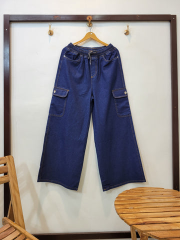 Women Baggy Cargo 0030 ( Dark Blue )