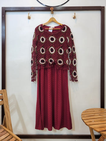Crochet Sun Flower (Maroon)