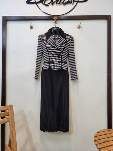 Korean Belt Frock (White Black)