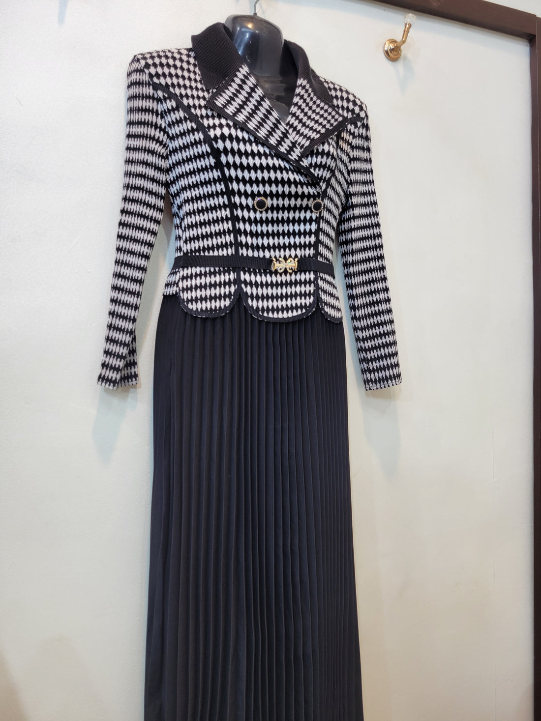 Korean Belt Frock (White Black)