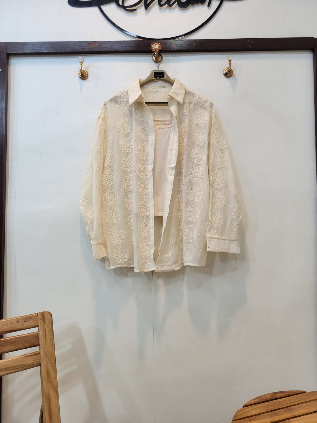 Thread Stone Shirt Top (Cream)