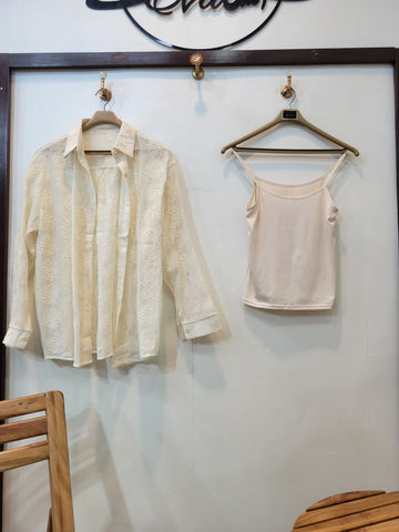 Thread Stone Shirt Top (Cream)