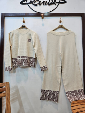 Border Woollen Coord (Off White)