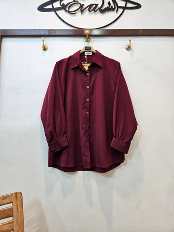 Classic Women Button Down Shirt (Maroon)