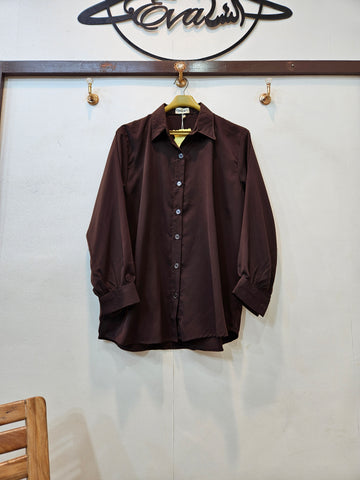 Classic Women Button Down Shirt (Chocolate Brown)