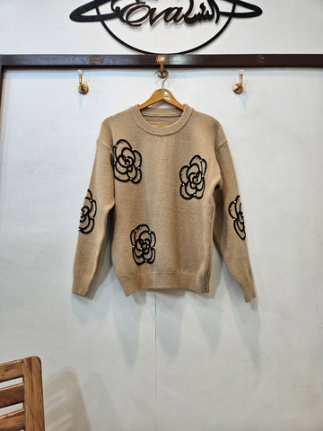 Flower Sweater (Beige)