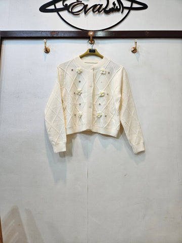 3D Flower Sweater (White)
