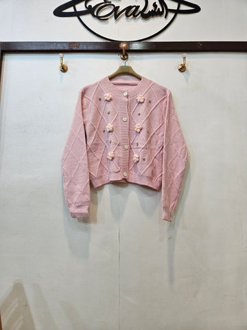 3D Flower Sweater (Pink)
