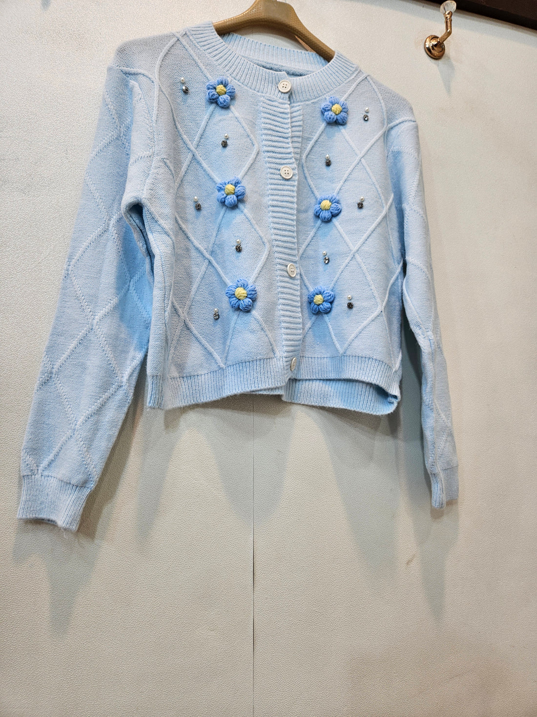 3D Flower Sweater (Sky Blue)