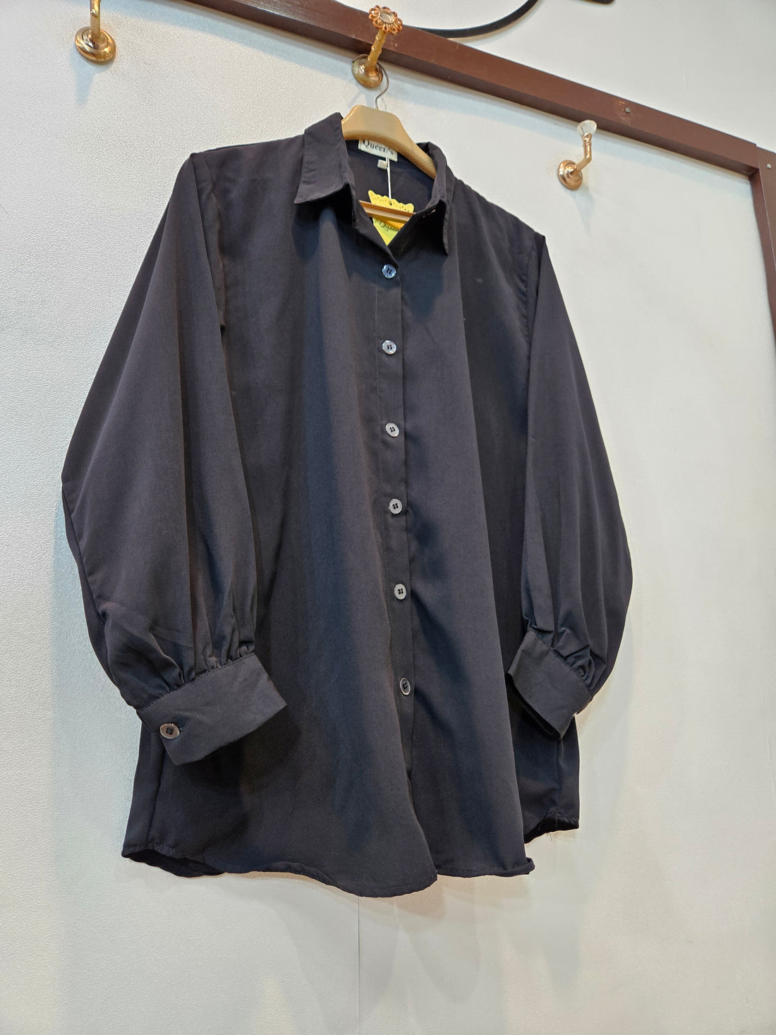 Classic Women Button Down Shirt (Black)