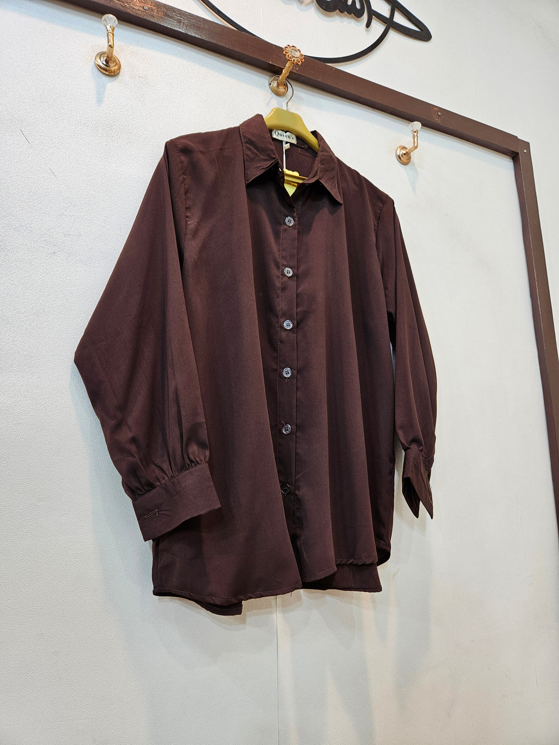 Classic Women Button Down Shirt (Chocolate Brown)